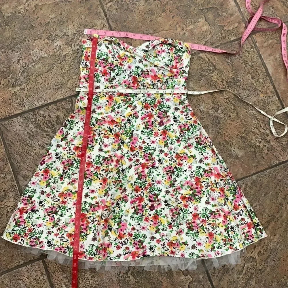 Ruby Rox Size 11 Sleeveless Floral Pink Yellow Purple Lined Netting Midi Dress